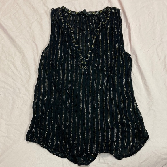 Rock & Republic Tops - Rock & Republic Black and Gold Striped Blouse